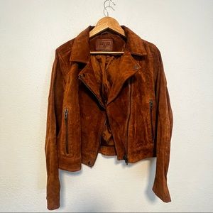 Suede Leather Jacket Rust Color Moto